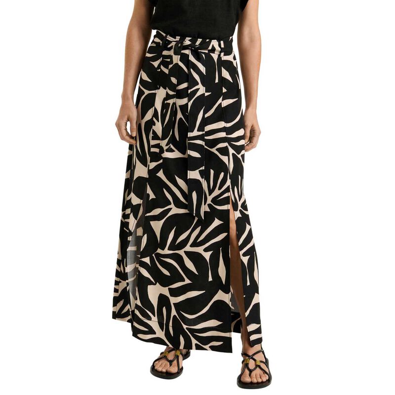 Veronika Maine Black Foliage Maxi Skirt image number 0